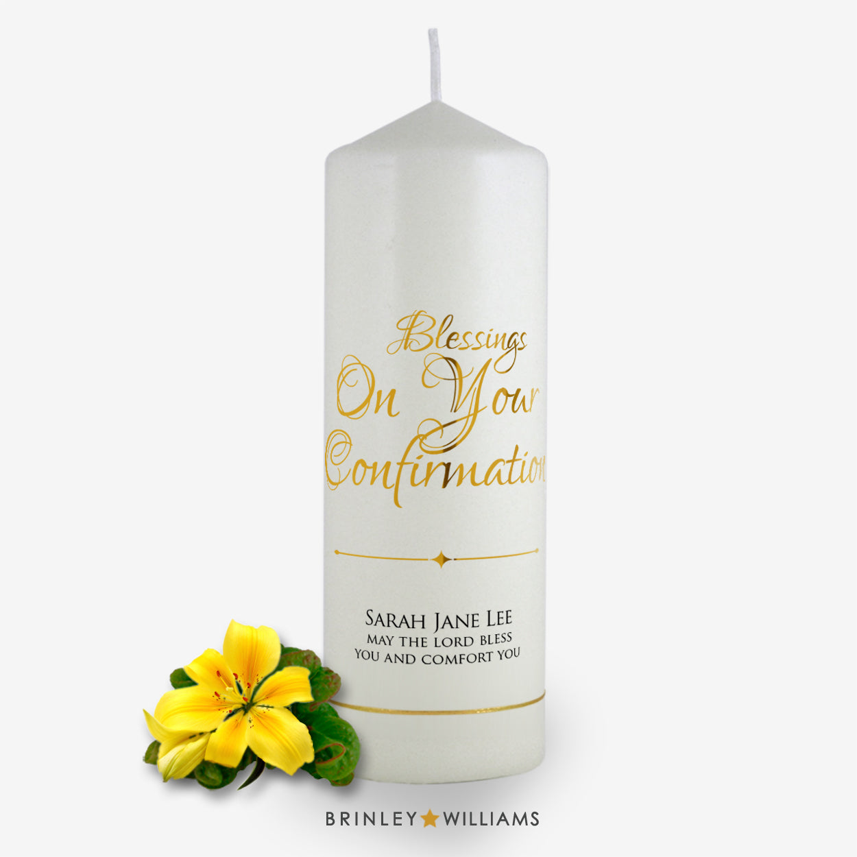 Blessings on Your Confirmation Personalised  Candle - Gold Foil