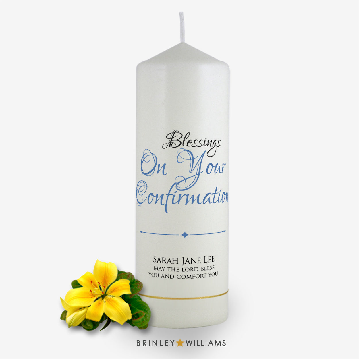 Blessings on Your Confirmation Personalised  Candle - Sky Blue