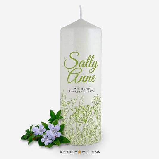 Botanicals Personalised Baptism Candle - Emerald