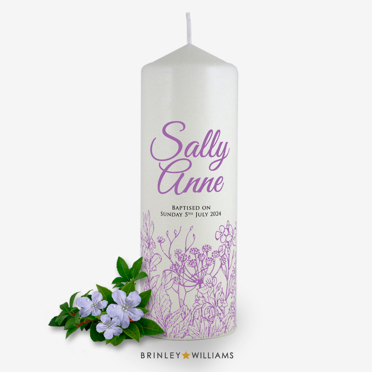 Botanicals Personalised Baptism Candle - Lavender
