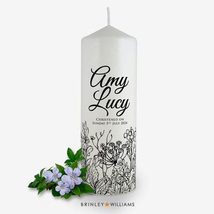 Botanicals Personalised Christening Candle - Charcoal