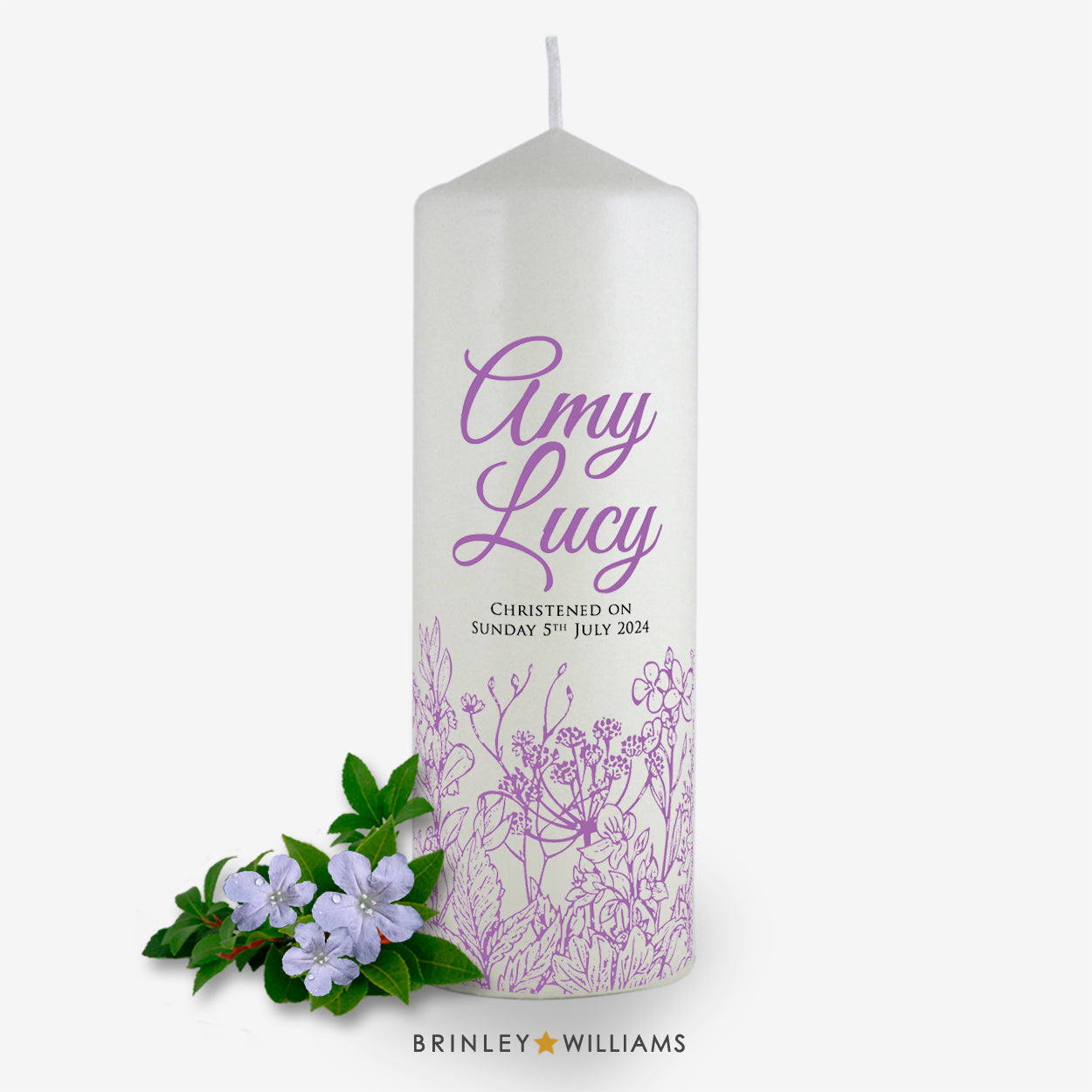 Botanicals Personalised Christening Candle - Lavender