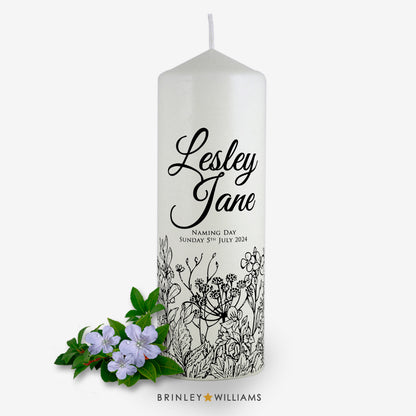 Botanicals Personalised Naming Day Candle - Charcoal