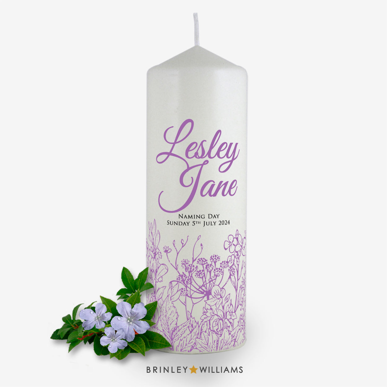 Botanicals Personalised Naming Day Candle - Lavender