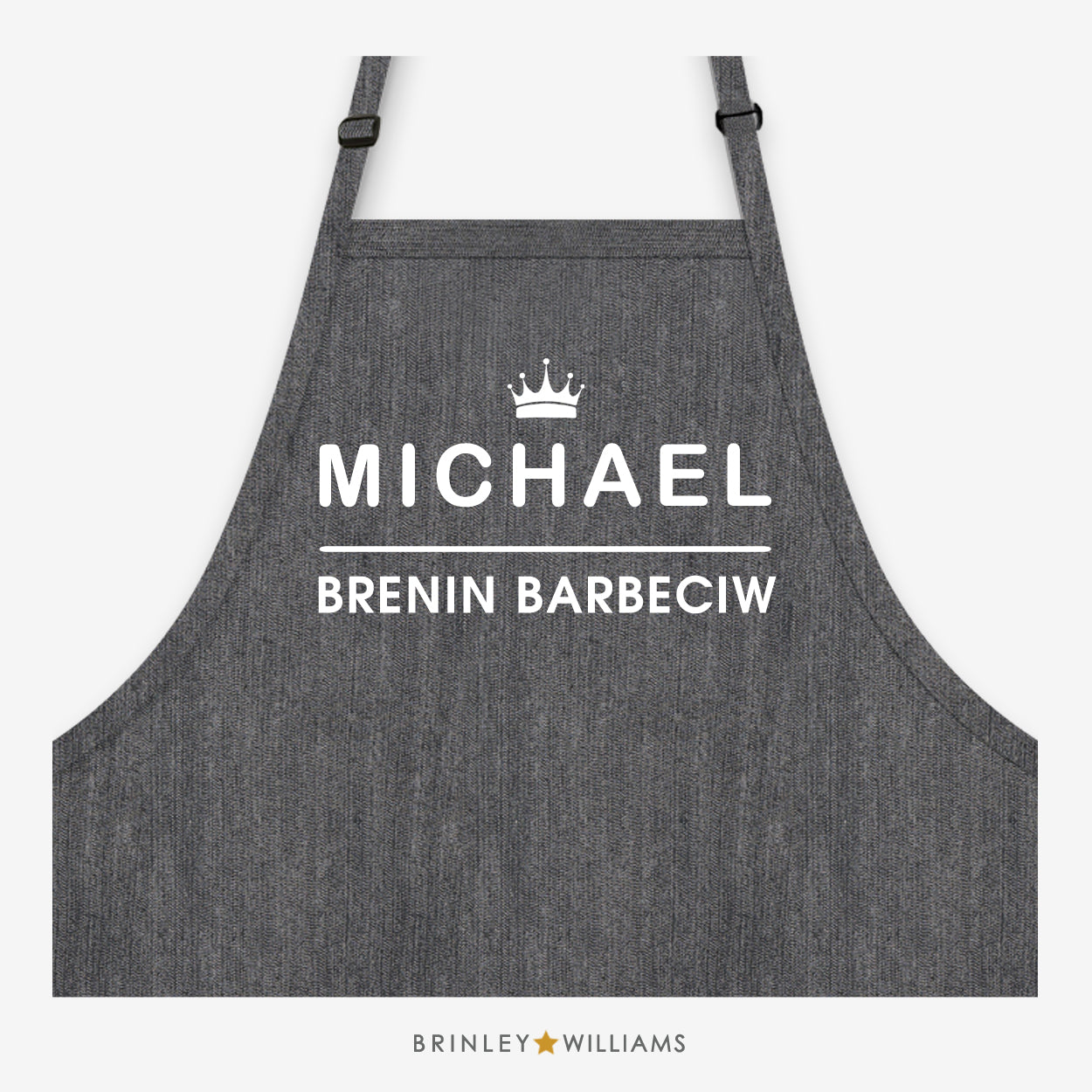 Brenin Barbeciw Denim Apron- Personalised - Black denim