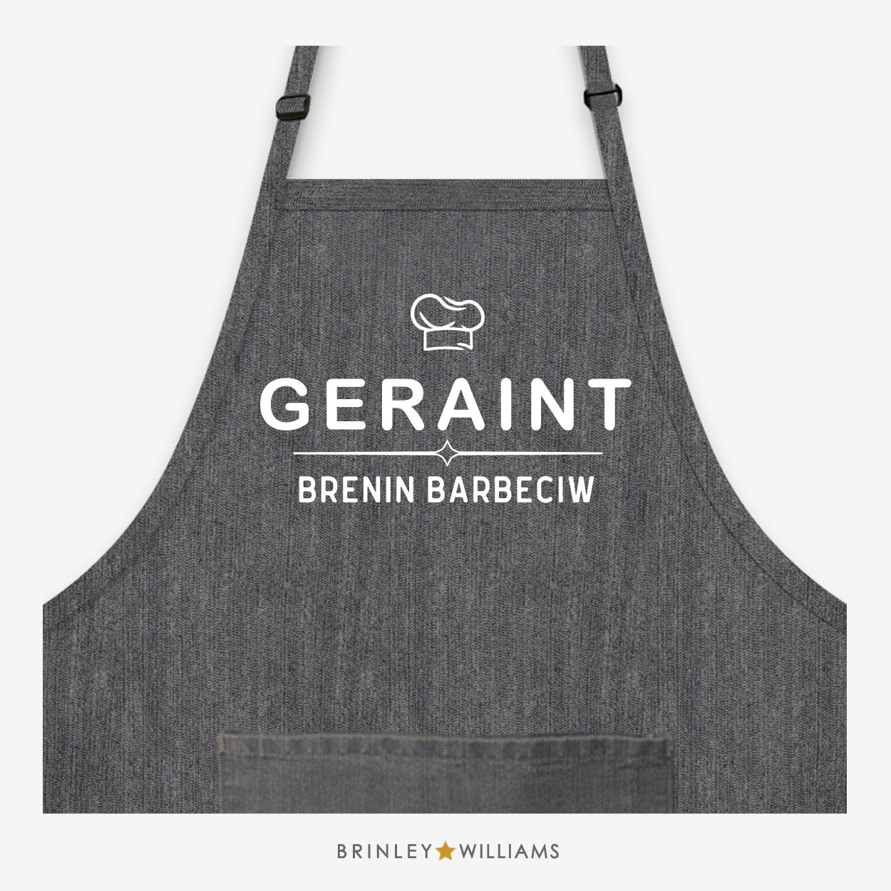 Brenin Barbeciw Personalised Denim Apron - Black
