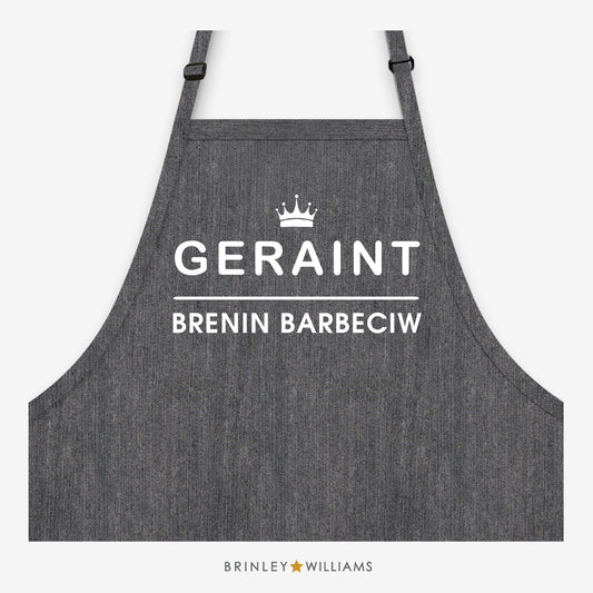Brenin Barbeciw Denim Apron - Personalised - Black Denin