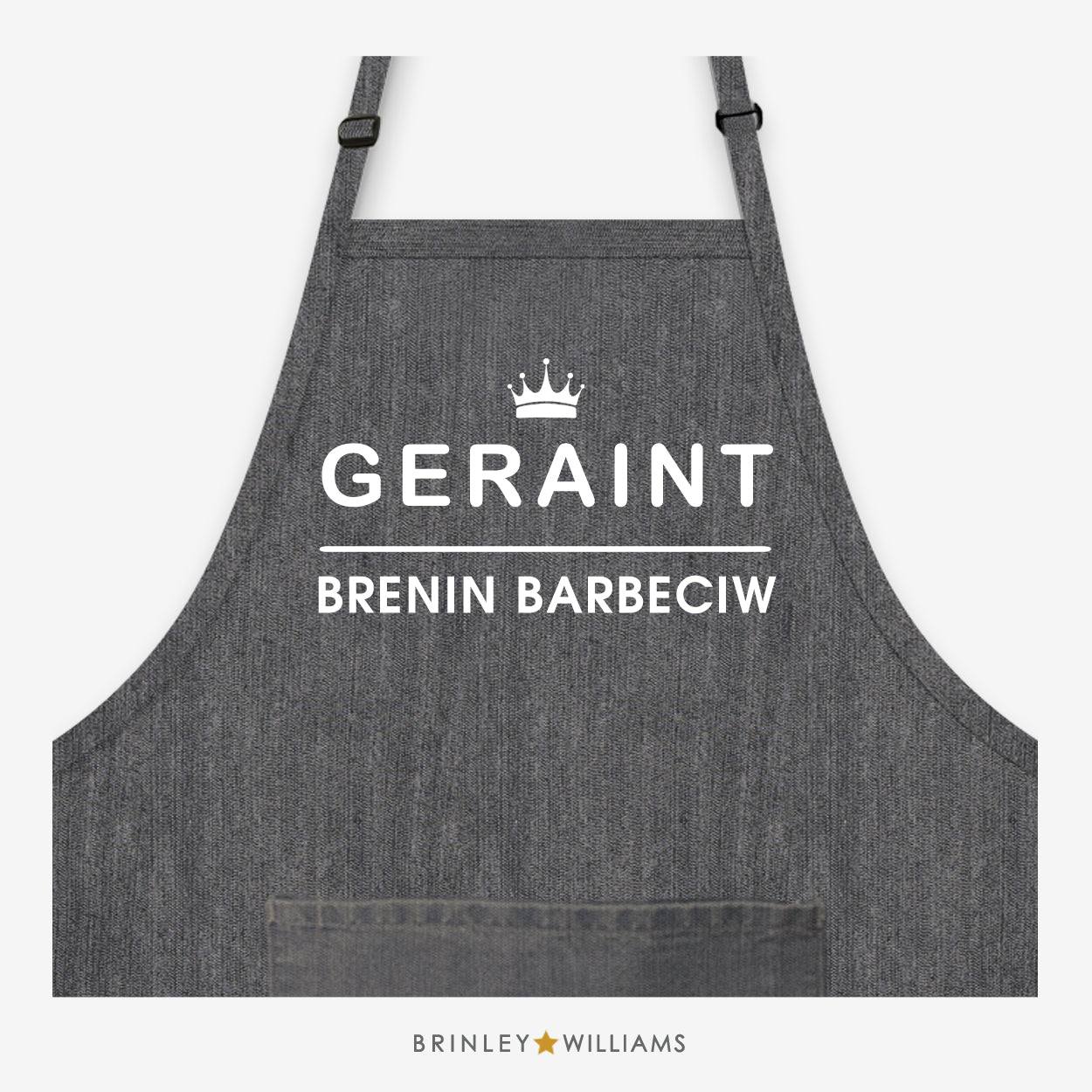 Brenin Barbeciw Personalised Black Denim Apron