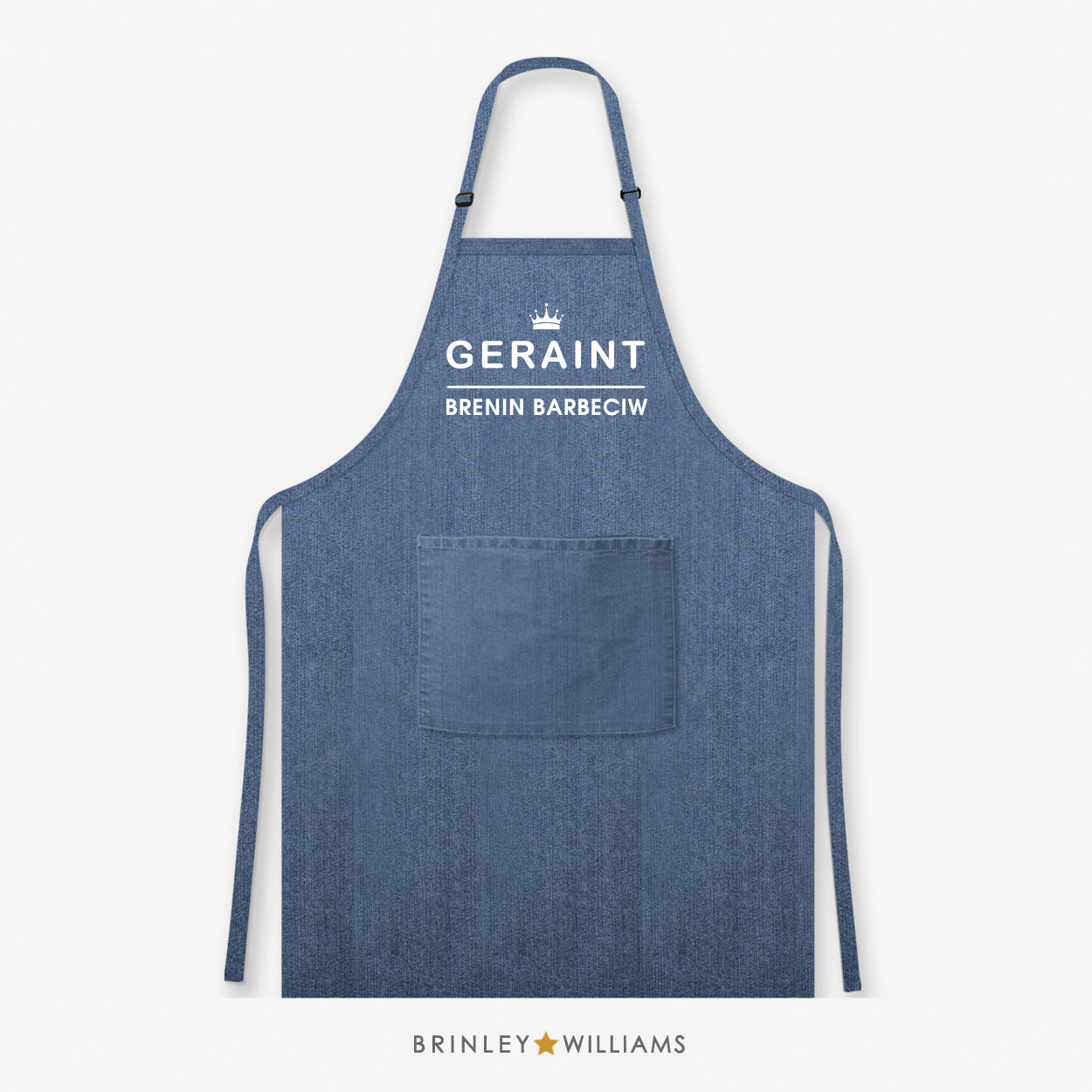 Brenin Barbeciw Personalised Blue Denim Apron  - Zoom out