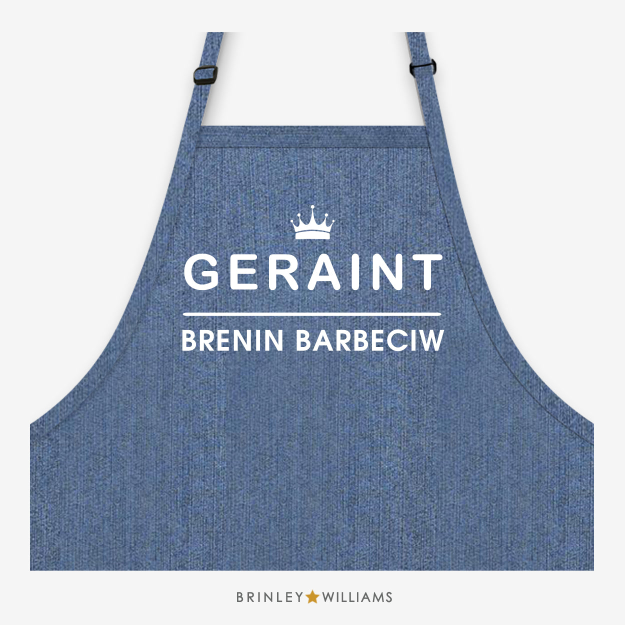 Brenin Barbeciw Denim Apron - Personalised - Blue Denin