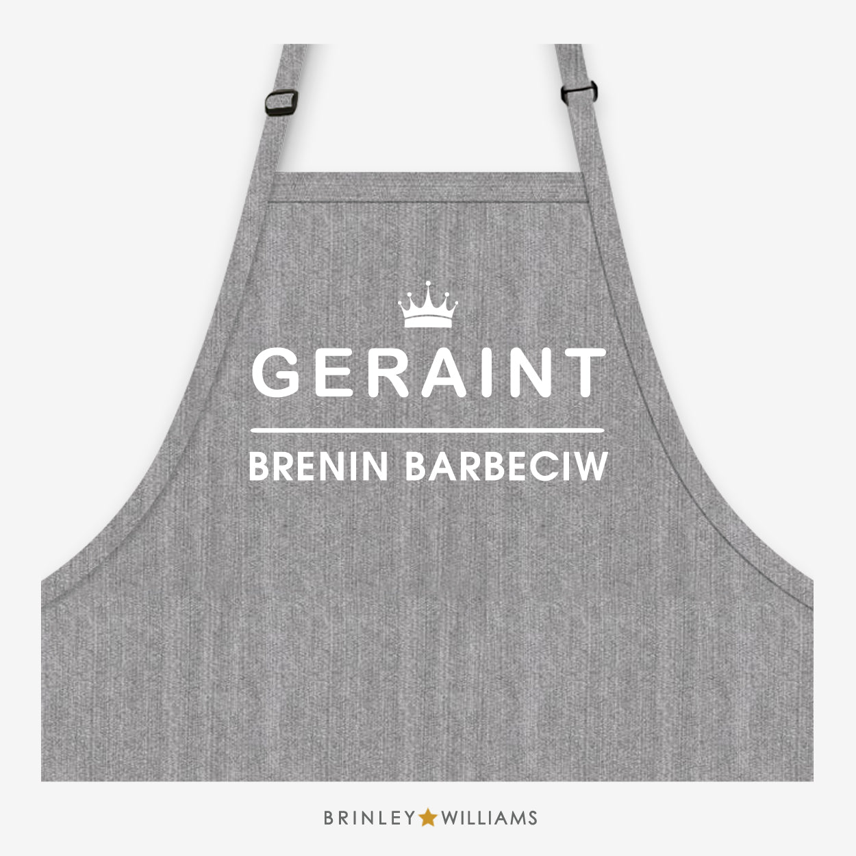 Brenin Barbeciw Denim Apron - Personalised - Grey Denin