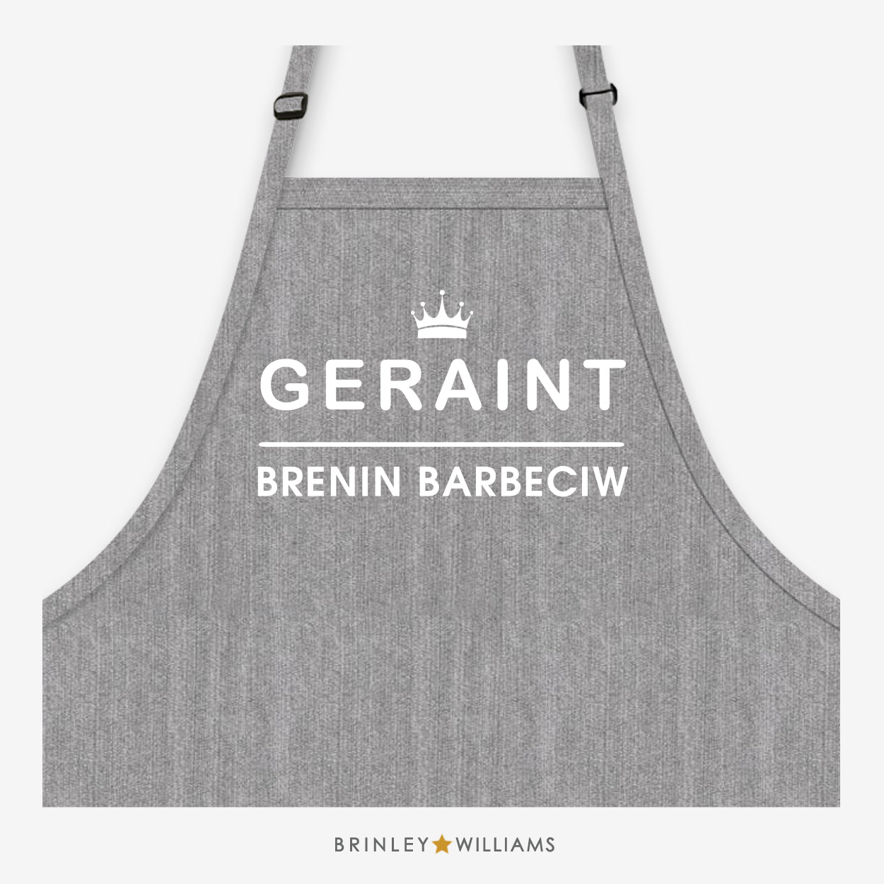 Brenin Barbeciw Personalised Grey Denim Apron