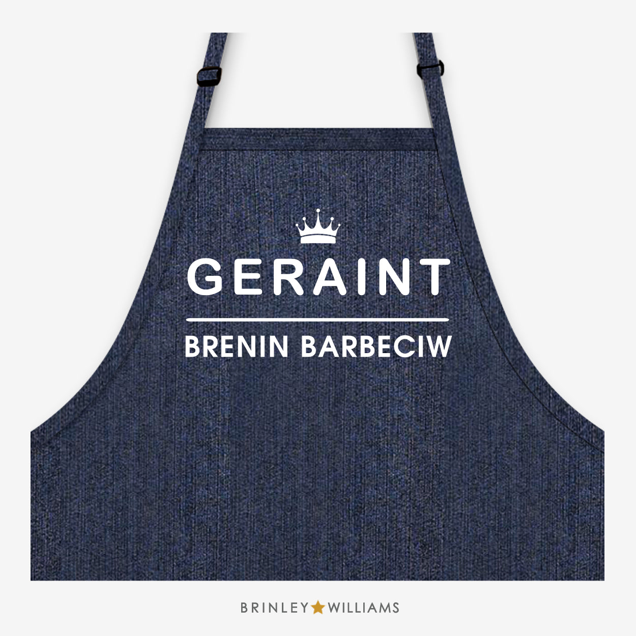 Brenin Barbeciw Personalised Indigo Denim Apron