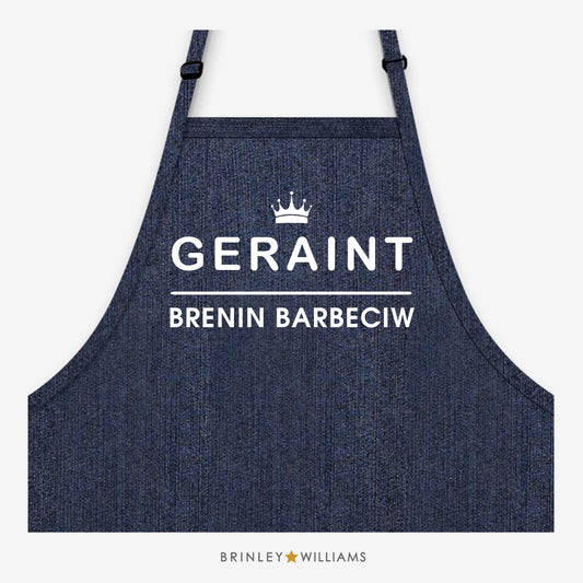 Brenin Barbeciw Personalised Indigo Denim Apron