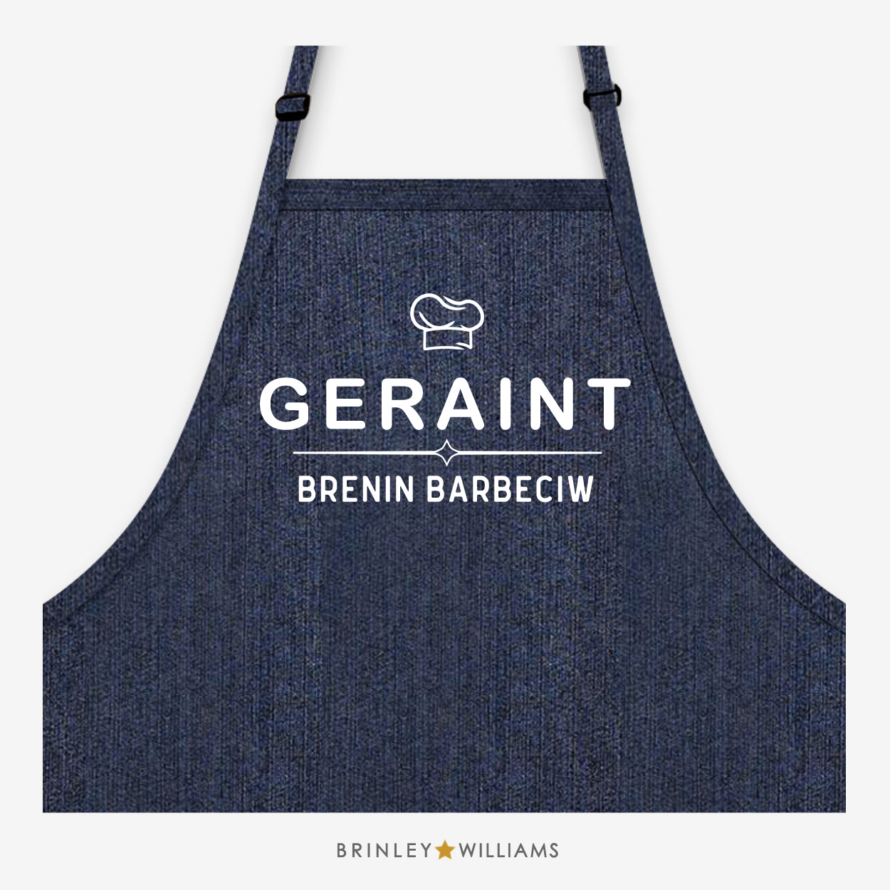 Brenin Barbeciw Personalised Denim Apron - Indigo