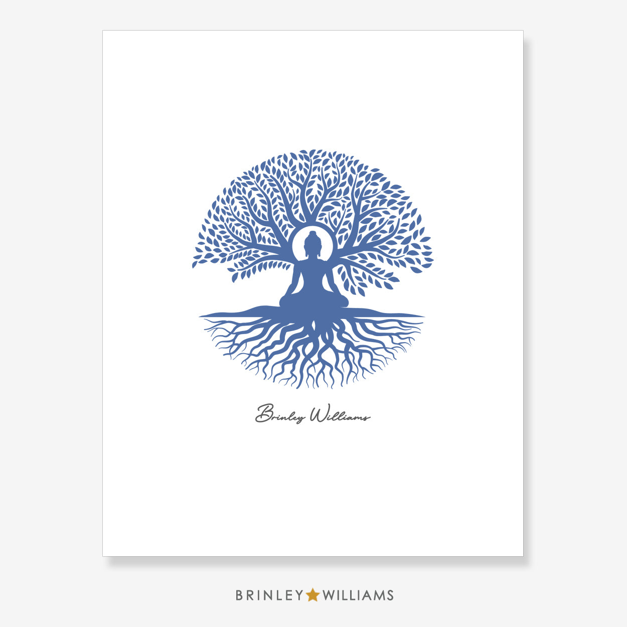 Buddha Tree Wall Art Poster - Blue