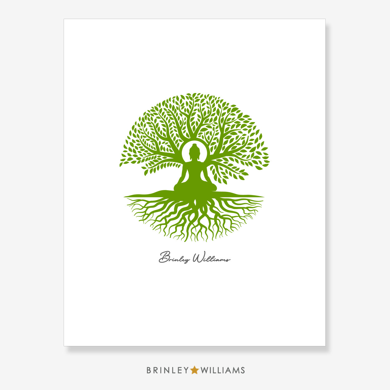 Buddha Tree Wall Art Poster - Green