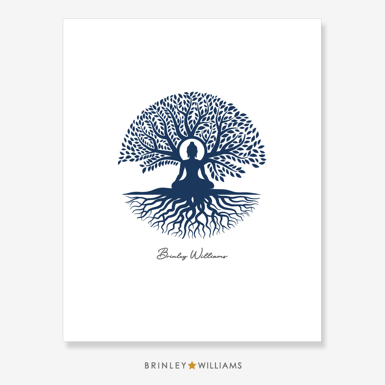 Buddha Tree Wall Art Poster - Navy