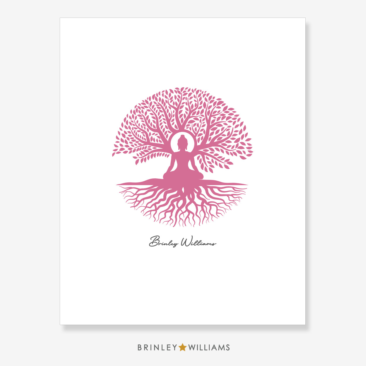 Buddha Tree Wall Art Poster - Pink