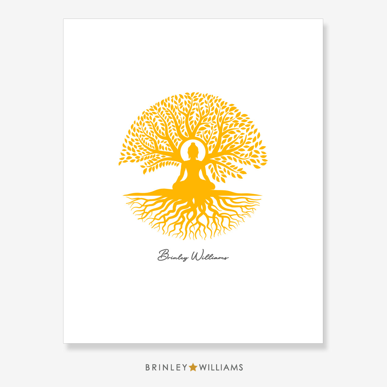 Buddha Tree Wall Art Poster - Yellow