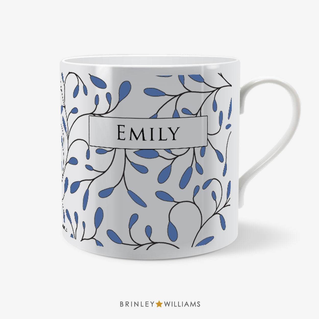 Buds Pattern Mug - Personalised - Blue