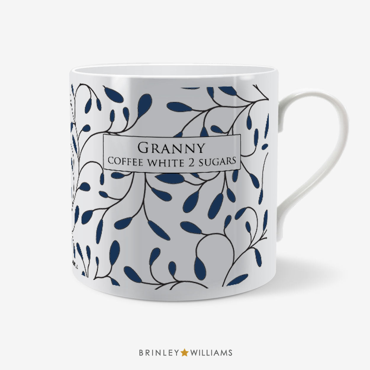 Buds Pattern Mug - Personalised - Navy