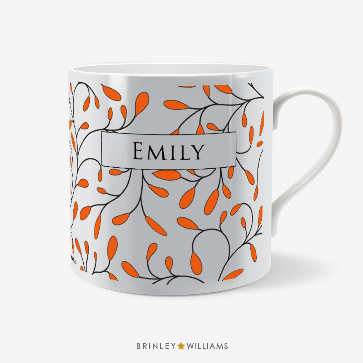 Buds Pattern Mug - Personalised - Orange