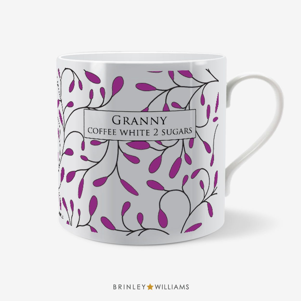 Buds Pattern Mug - Personalised - Purple