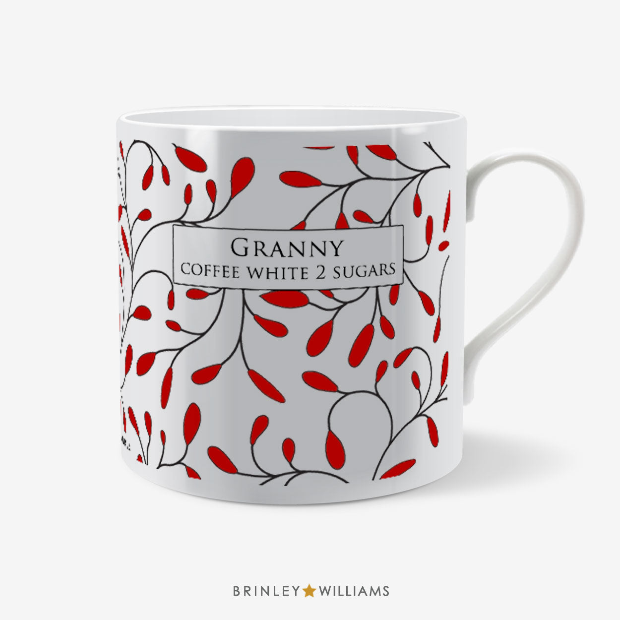 Buds Pattern Mug - Personalised - Red