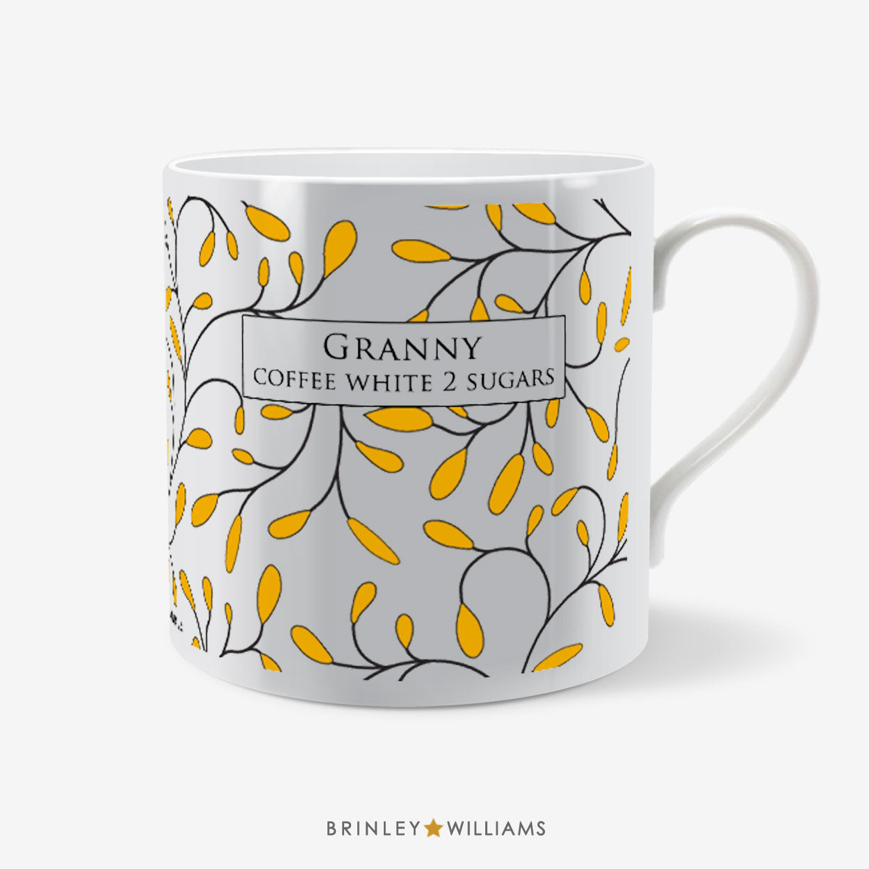 Buds Pattern Mug - Personalised - Yellow