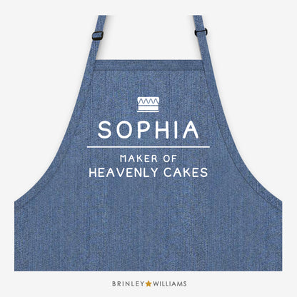 Maker of Heavenly Cakes Apron - Personalised - Blue Denim