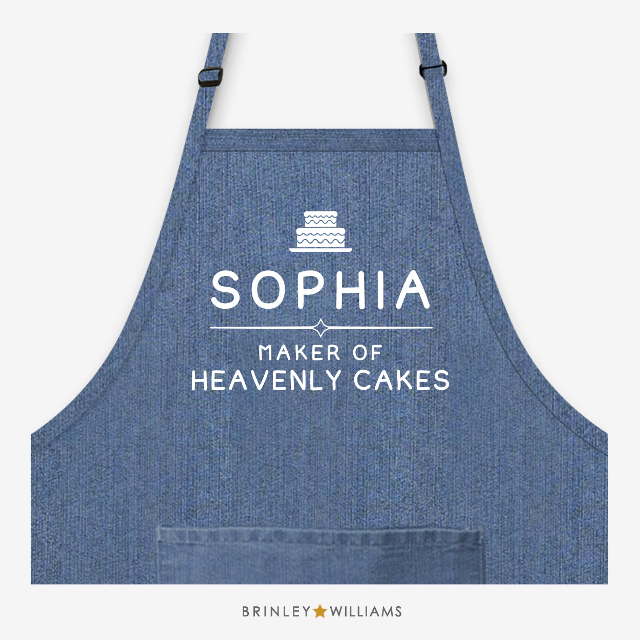 Maker of Heavenly Cakes Personalised Denim Apron - Blue