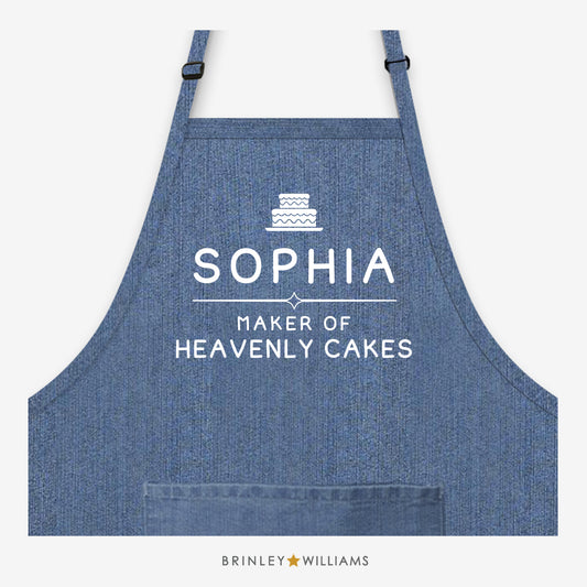 Maker of Heavenly Cakes Personalised Denim Apron - Blue