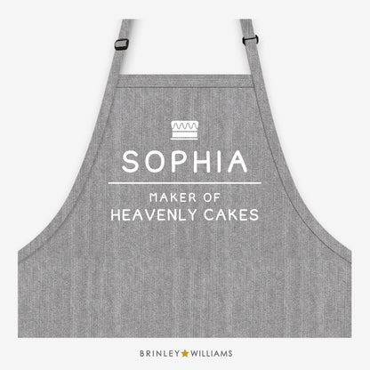 Maker of Heavenly Cakes Apron - Personalised - Grey Denim