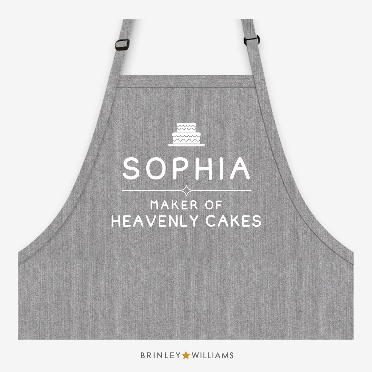 Maker of Heavenly Cakes Personalised Denim Apron - Grey