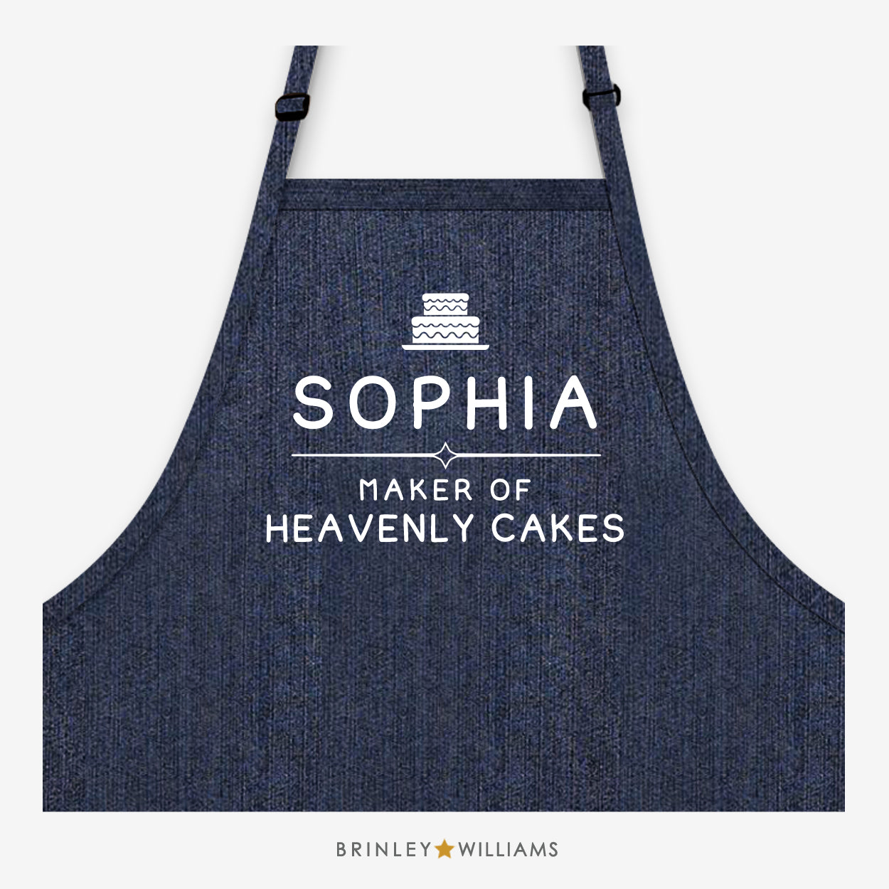Maker of Heavenly Cakes Personalised Denim Apron - Indigo