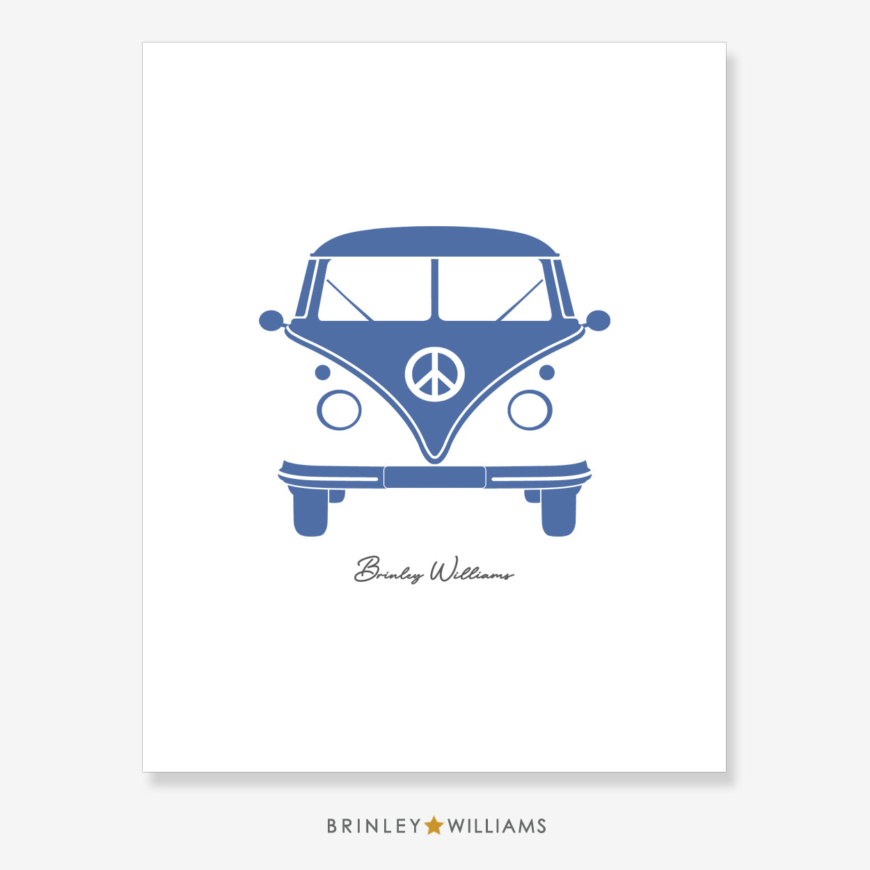 Camper Van Wall Art Poster - Blue