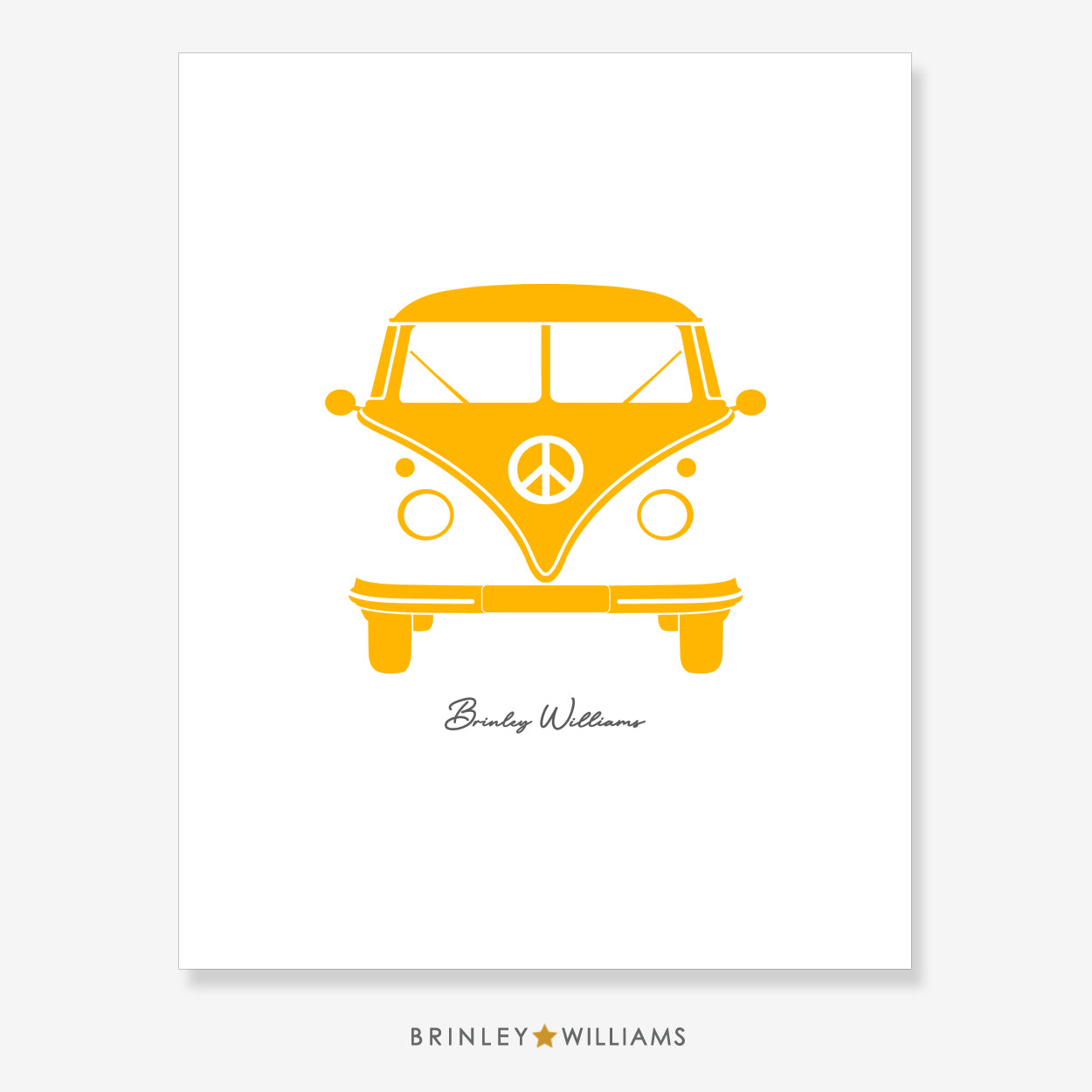 Camper Van Wall Art Poster - Yellow