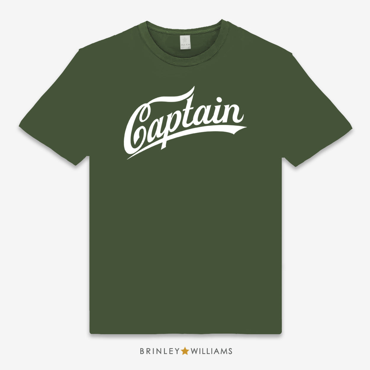 Military Green Unisex t-shirt with 'Captain'  design printed on it 