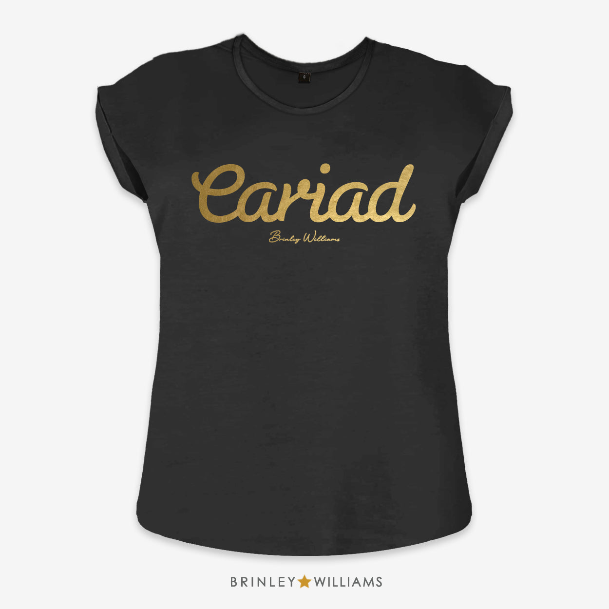 Cariad Rolled Sleeve T-shirt - Black