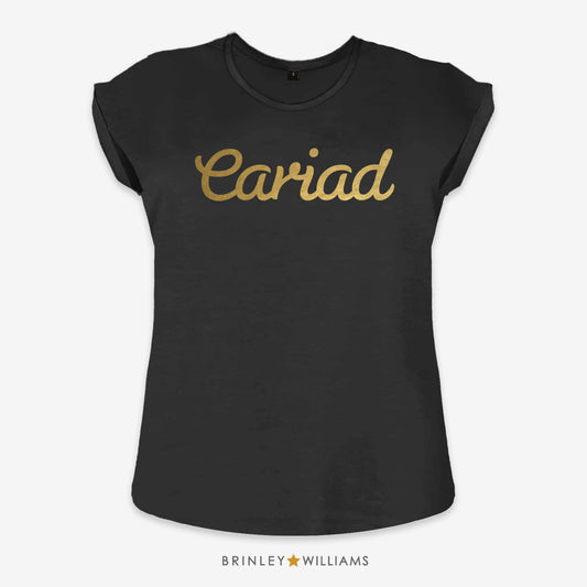 Cariad Rolled Sleeve T-shirt - Black