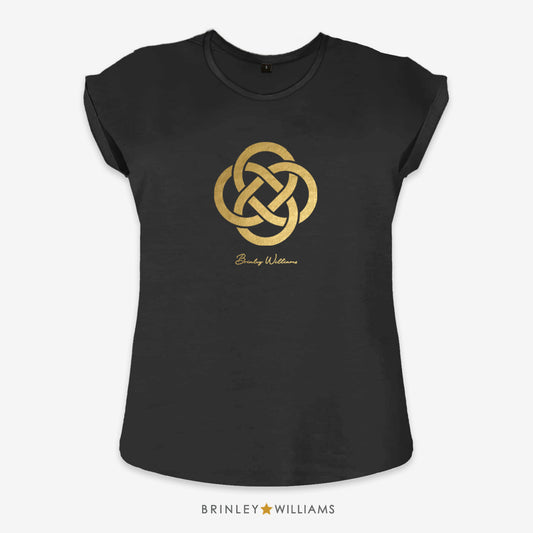 Celtic Knotwork Circle Rolled Sleeve T-shirt - Black