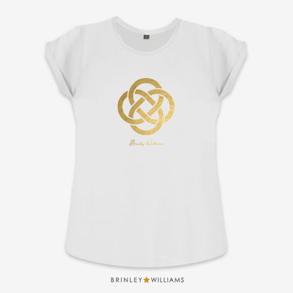 Celtic Knotwork Circle Rolled Sleeve T-shirt - White