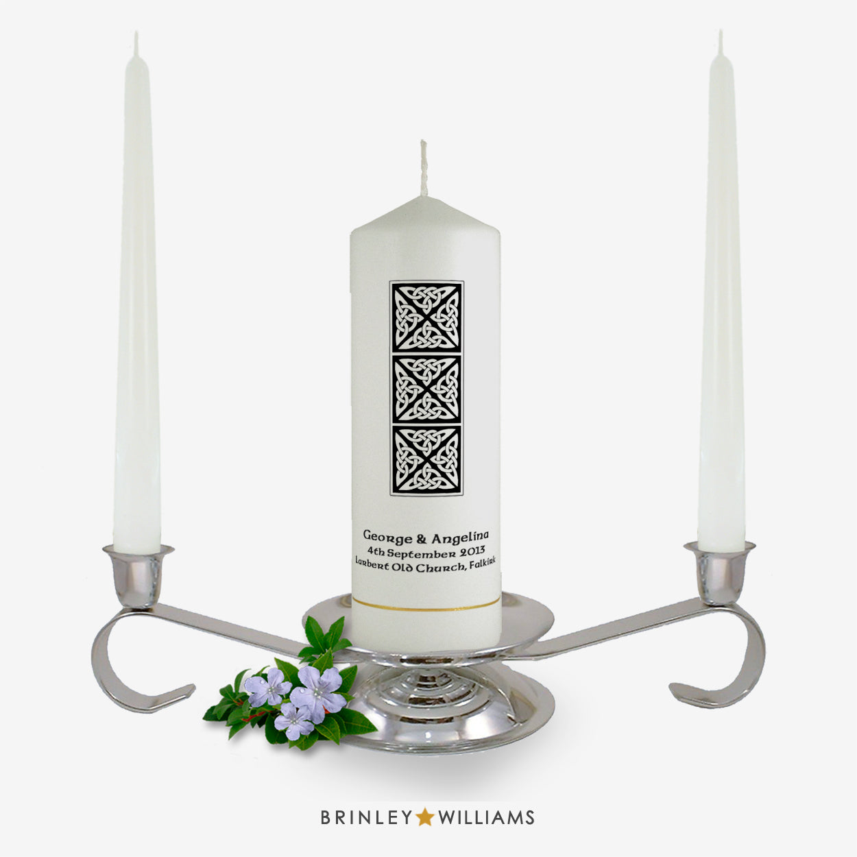 Celtic Column Personalised Unity Candle - Charcoal