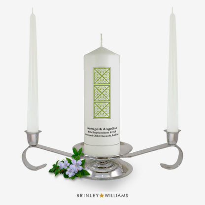 Celtic Column Personalised Unity Candle - Emerald