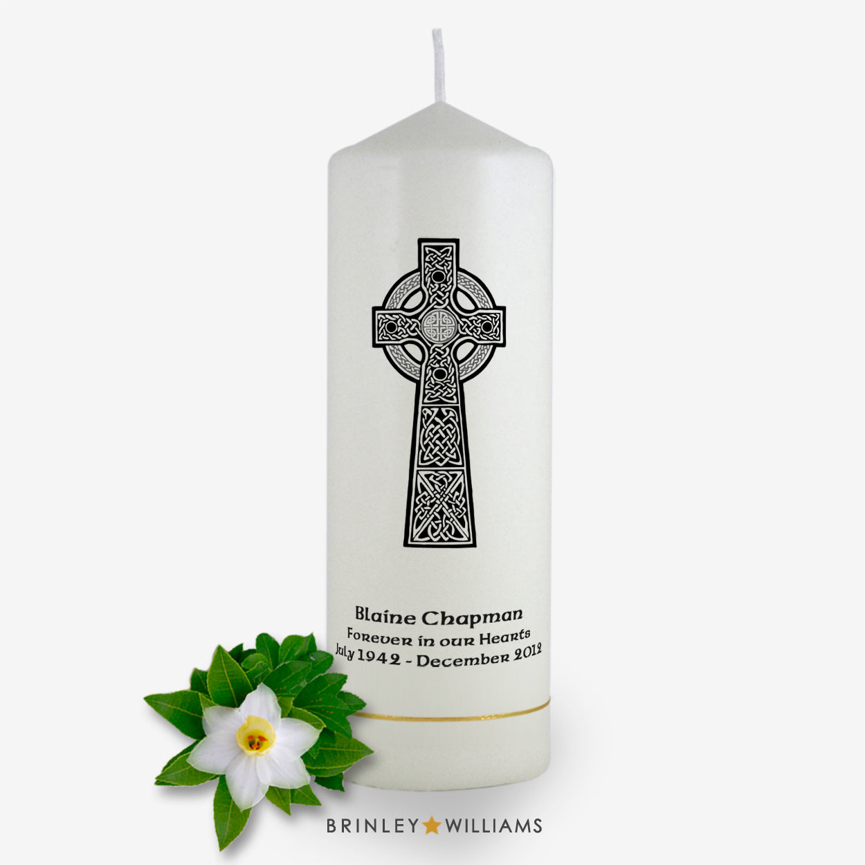 Celtic Cross Personalised Remembrance Candle - Charcoal
