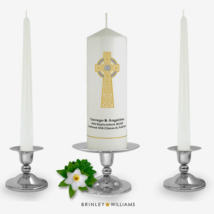 Celtic Cross Personalised Unity Candle - Bronze