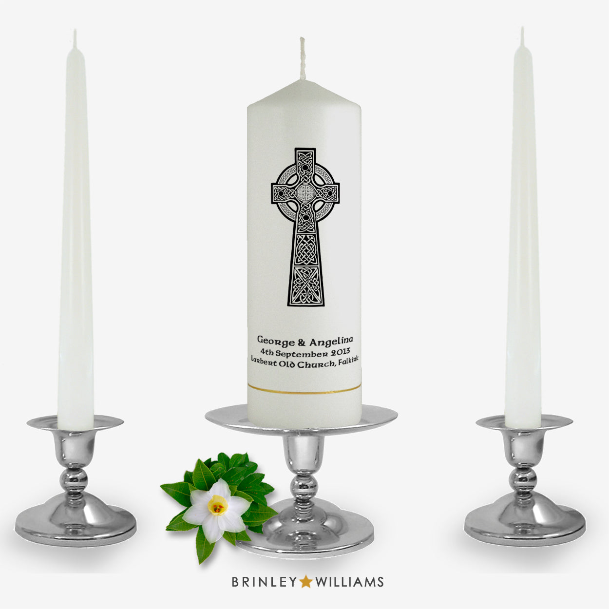 Celtic Cross Personalised Unity Candle - Charcoal