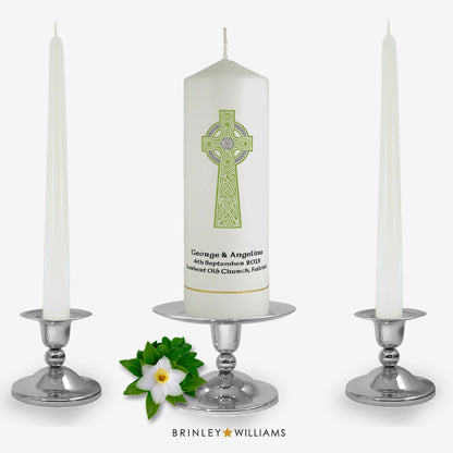 Celtic Cross Personalised Unity Candle - Emerald