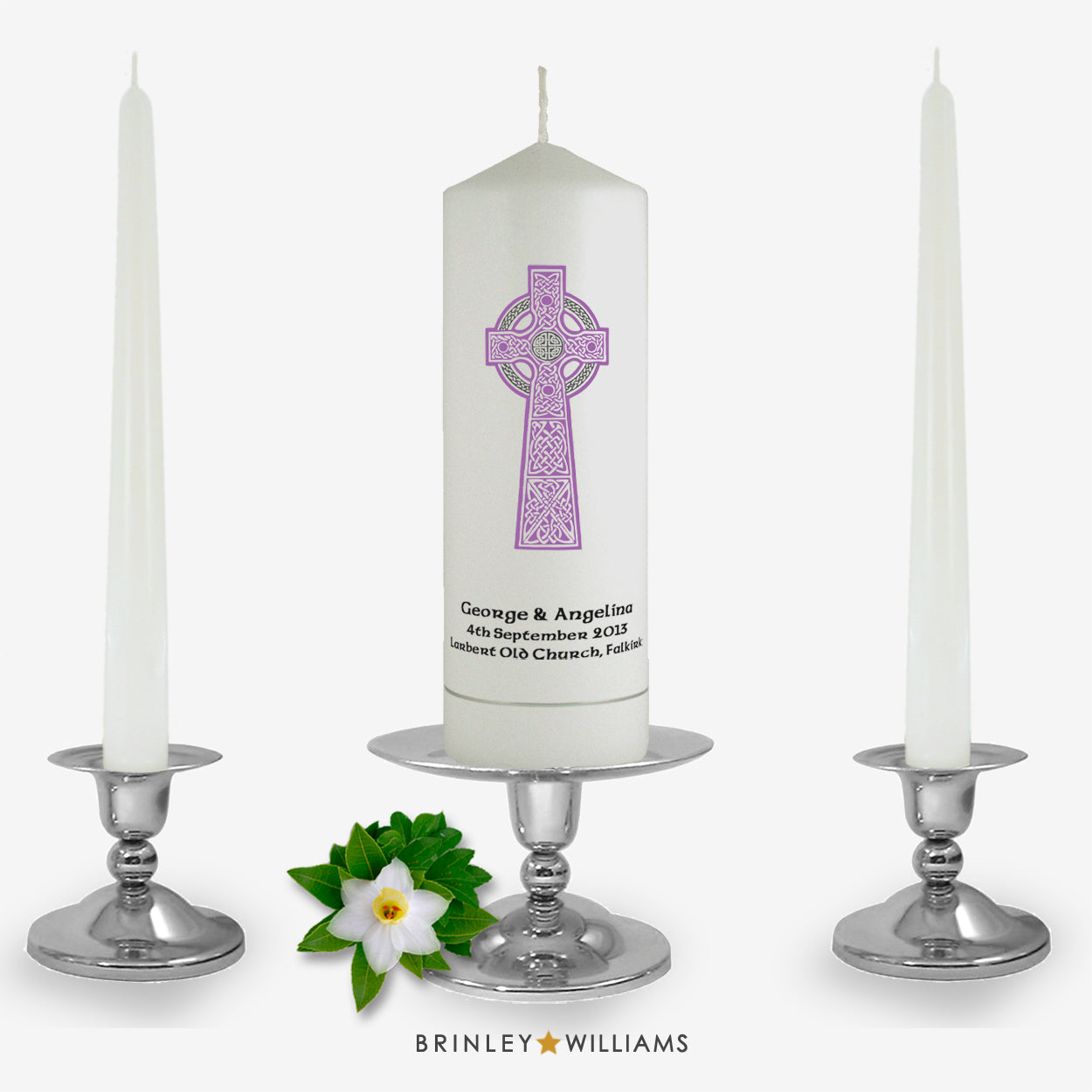 Celtic Cross Personalised Unity Candle - Lavender